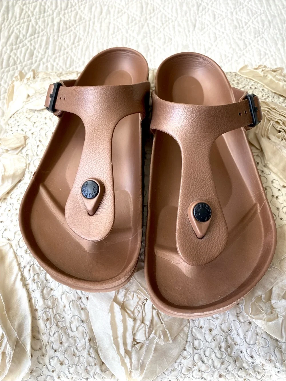 Birkenstock Gizeh EVA Sandals Bronze Gold Metallic Vibe Thong Sandal EU38 - Picture 16 of 16